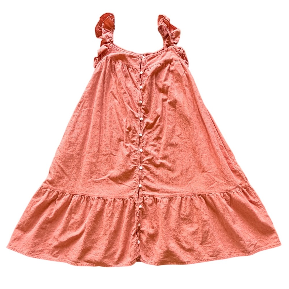 Universal Thread Womens Coral Cotton Ruffle Strap Button Front Tiered Mini Dress